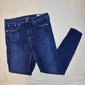 Rag & Bone Skinny Jeans Dark Wash Raw Hem Size 29 Stretch Denim